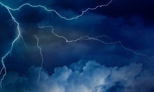 a lightning storm and clouds