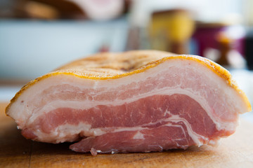 delicious juicy piece of bacon on the table