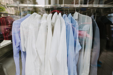 Fashion shirts or clothes in shop window