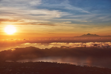 View from Mount Batur in Bali, Indonesia.