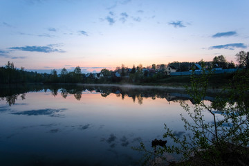 Landscape with the image of lake Seliger in Russia