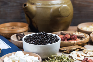 Stacked Chinese herbal medicine pills