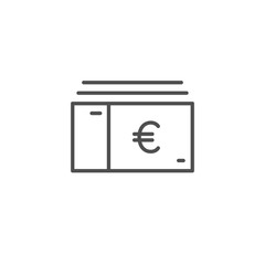 Euro bill vector icon. Eur money cash line outline sign, linear thin symbol, flat flat design for web, website, mobile app.