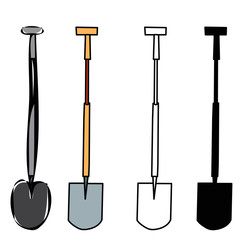 Naklejka premium spade set, silhouette and sketch