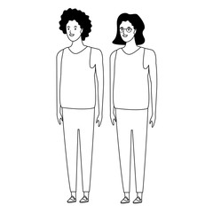 women avatar cartoon character in black and white