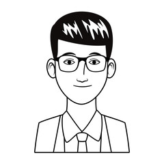 businessman avatar cartoon character black and white