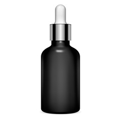 Dropper Bottle. Serum Cosmetic. Clear Vial Mockup. Essential Oil Pot with Eyedropper. Medical Plastic Container. 3d Realistic Vector Blank. Natural Treatment Organic Aromatherapy. Collagen Flacon.