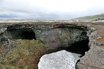 Surtshellir lava caves in Western Iceland
