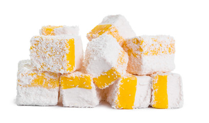 Tasty Turkish delight isolated on white