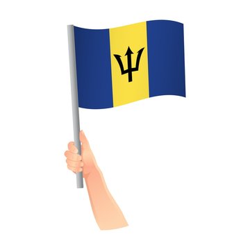 Barbados flag in hand icon