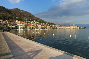 Fototapeta premium Salò, Garda lake, Italy. The promenade of the city in front of the lake.