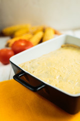 Homemade casserole with chicken and cheese