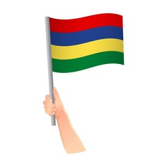 Mauritius flag in hand icon