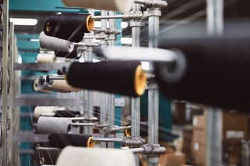 Textile factory machine weaving