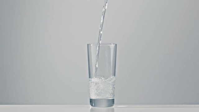 water is poured into a empty glass