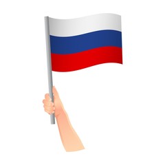 russia flag in hand icon