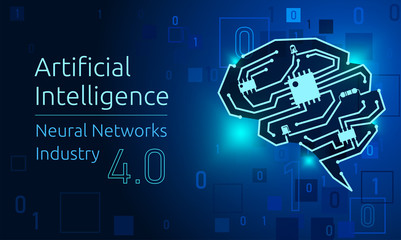 Artificial Intelligence, Neural networks, Industry 4.0, Printed circuit board (PCB), Electronic brain, High tech.