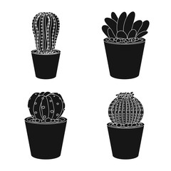 Vector design of cactus and pot logo. Set of cactus and cacti vector icon for stock.