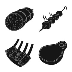 Isolated object of meat and ham sign. Collection of meat and cooking stock symbol for web.