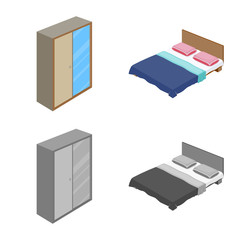 Isolated object of bedroom and room symbol. Collection of bedroom and furniture stock symbol for web.