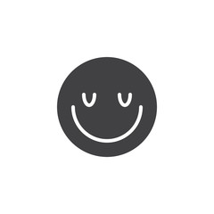 Fototapeta premium Satisfied face emoji vector icon. filled flat sign for mobile concept and web design. Happy face emoticon glyph icon. Symbol, logo illustration. Vector graphics