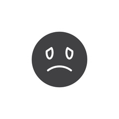 Unhappy face emoji vector icon. filled flat sign for mobile concept and web design. Sad face emoticon glyph icon. Symbol, logo illustration. Vector graphics