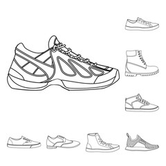 Vector design of shoe and footwear logo. Collection of shoe and foot stock vector illustration.