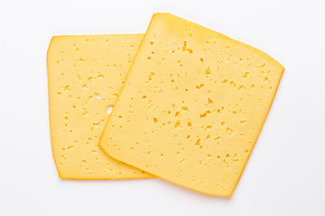 Cheese slice on white background.