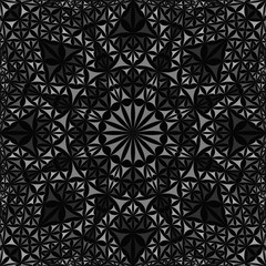 Grey repeating kaleidoscope pattern background design - abstract ethnic vector mandala wallpaper graphic from curved triangles