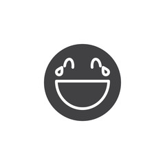 Face With Tears of Joy emoji vector icon. filled flat sign for mobile concept and web design. Laughing face emoticon glyph icon. Symbol, logo illustration. Vector graphics