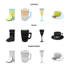 Vector illustration of drink and bar logo. Set of drink and party stock symbol for web.