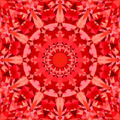 Red abstract seamless triangle mosaic tile kaleidoscope mandala pattern wallpaper - symmetrical vector background graphic