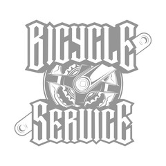 Bicycle service logotype and badge on white background, monochrome style, vector