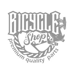 Naklejka premium Bicycle shop logotype and badge on white background, monochrome style, vector