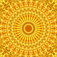 Orange seamless abstract triangle mosaic kaleidoscope mandala wallpaper pattern - geometric vector background graphic