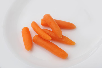 Slices pieces of carrots on a plate