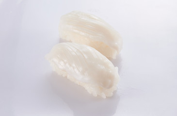 japanese food. sushi with seafood on white background