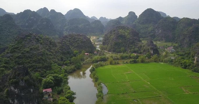Aerial Vision of Nhin Bihn, Tam Loc, Trang An and Hang Mua Peak