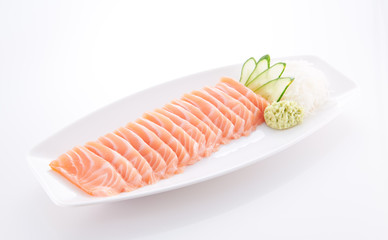 japanese food. sushi with seafood on white background