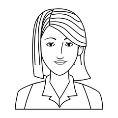 businesswoman avatar cartoon character black and white