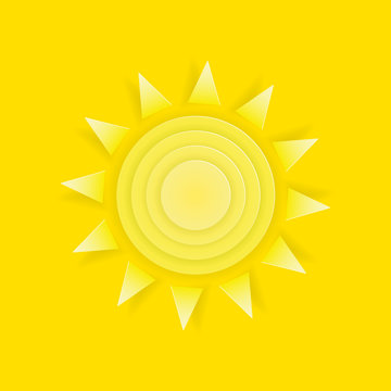 sun paper cut vector image isolated on background