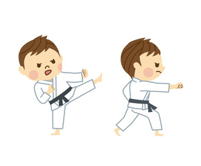 空手をする男性