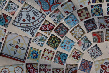 Top view of tile mosaic art
