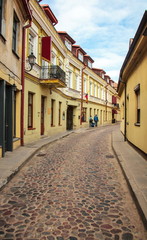 Fototapeta na wymiar Stony street in the old town of Vilnius