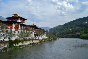 Fototapeta na wymiar Punakha Dzong Monastery in Bhutan