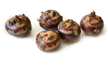 Chinese water chestnut on white background - isolated