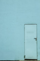 vintage blue door and wall facade view