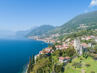 Fototapeta na wymiar Lake of Como, village of Rezzonico and Castle