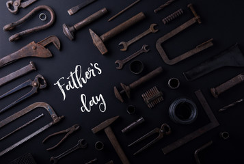 Fathers day greeting card concept. Flat lay.
