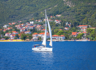 Sailing yacht in the bay 